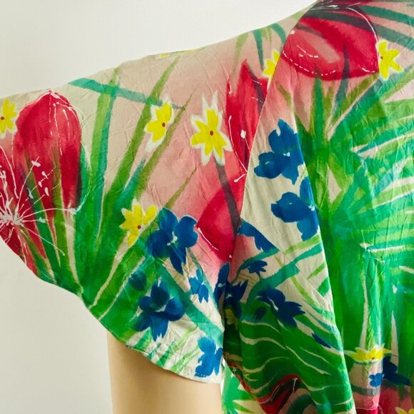 Jams World Button Down Tie Back Women's Size M Midi Dress Leaf & Floral Print - Picture 10 of 11